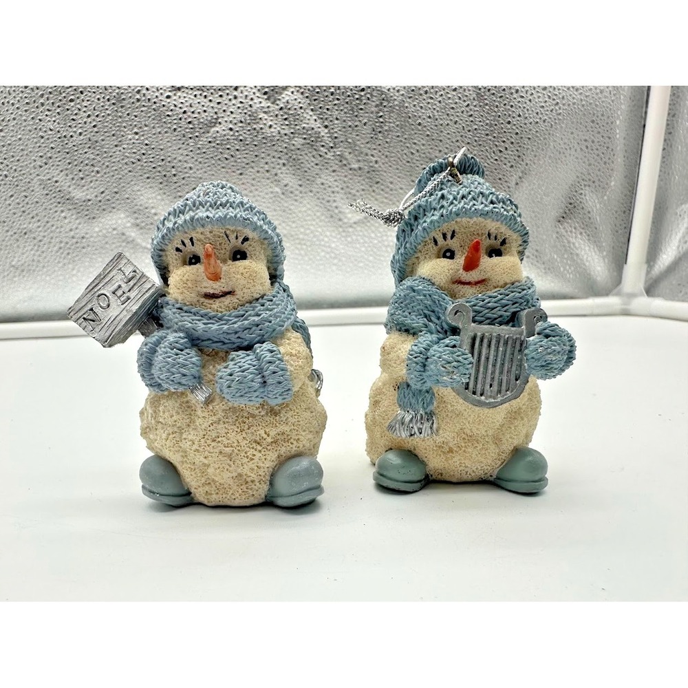 Rare 1998 Encore Snowman Ornament Set Christmas Winter Decor Collectible Figurin